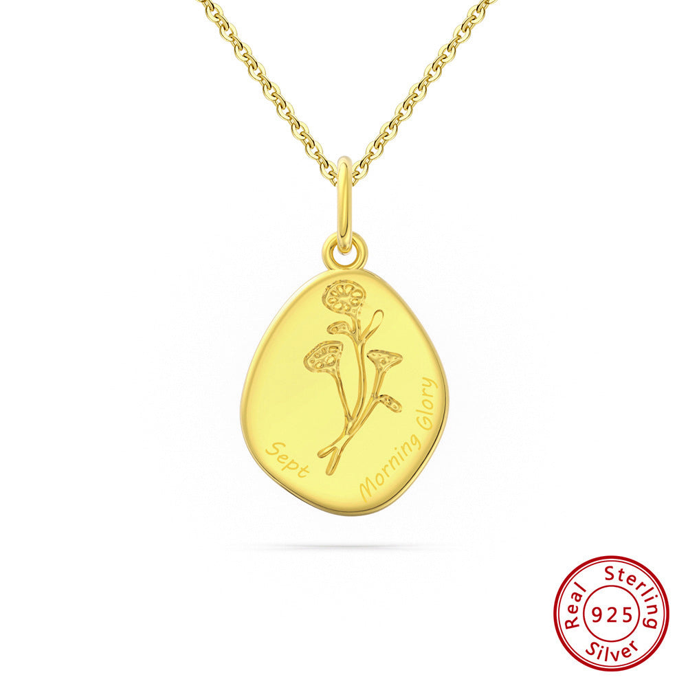 Birth Flower Irregular Pendant Necklace – Unique and Personalized Floral Jewelry