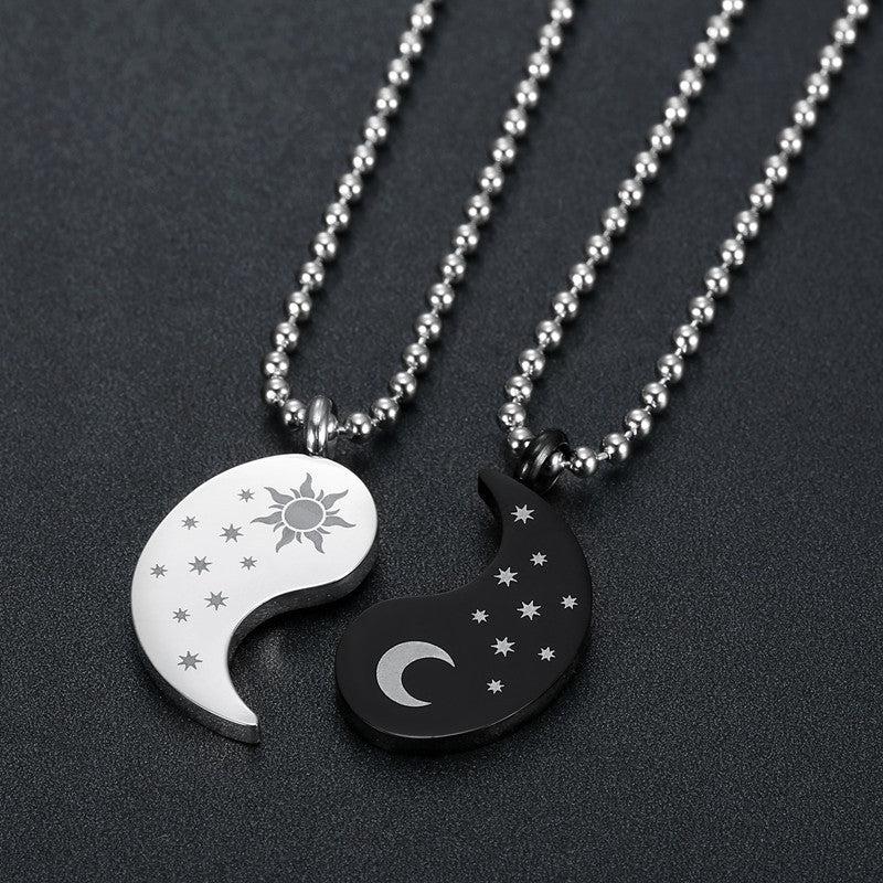 Sun and Moon Yin-Yang Couple Pendant Necklace – Symbolic Matching Jewelry