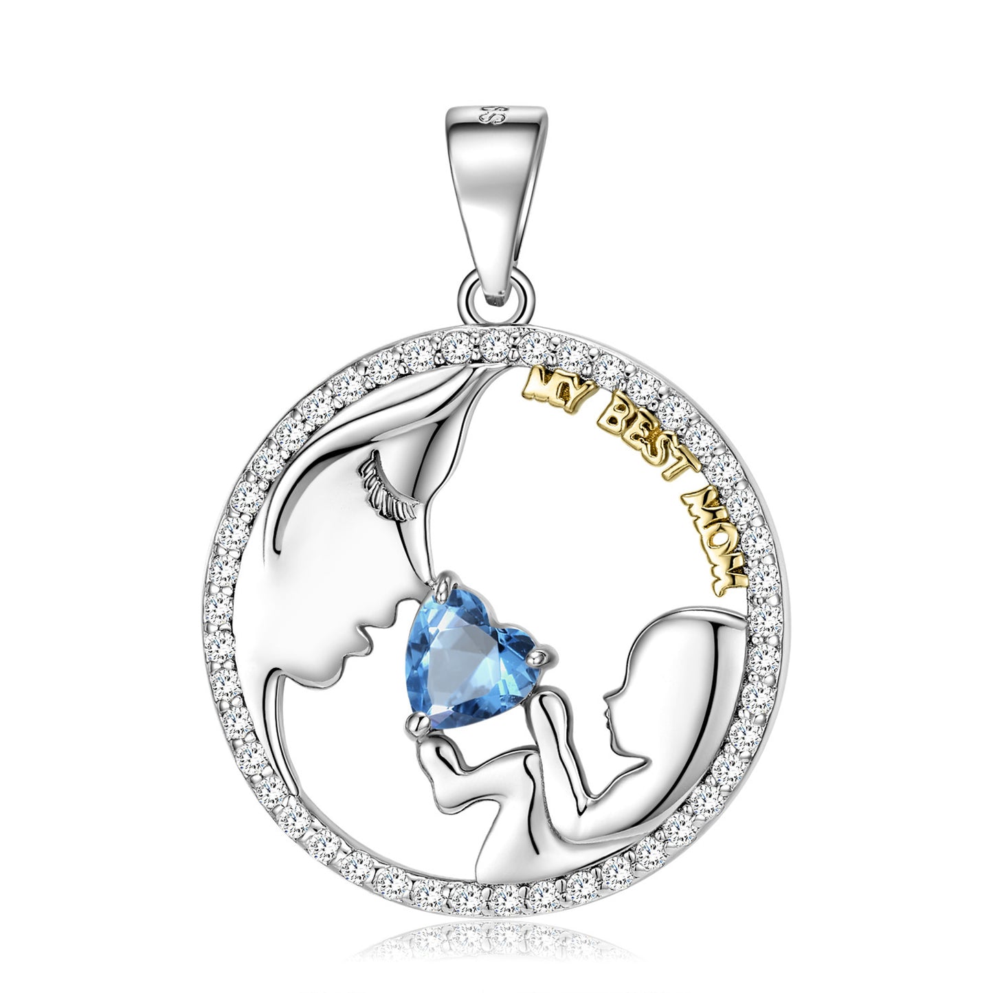 S925 Sterling Silver Mom&baby Necklace Mother's Day Gift