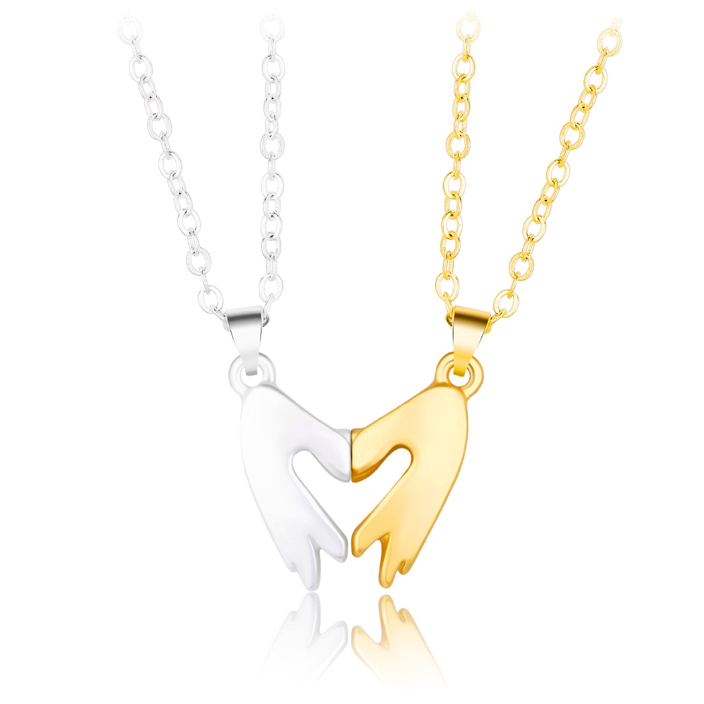 Love Gesture Magnetic Couple Necklace – Matching Hands Pendant Set