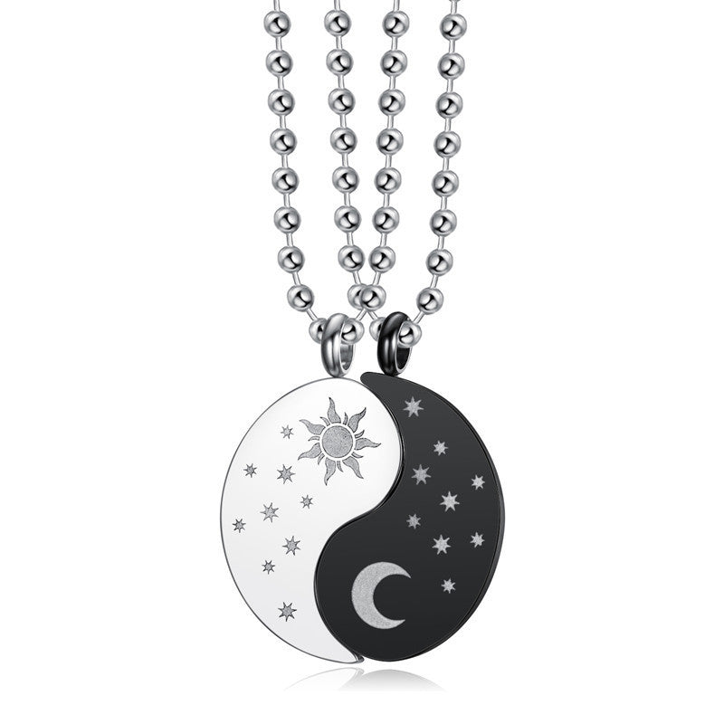 Sun and Moon Yin-Yang Couple Pendant Necklace – Symbolic Matching Jewelry