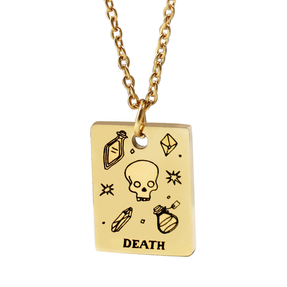 Stainless Steel Square Brand Tarot Pendant Pendant Necklace