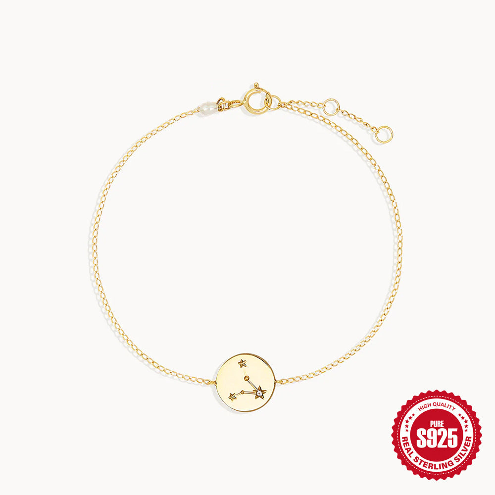S925 Sterling Silver Twelve Constellation Birthday Stone Diamond Bracelet – Elegant and Personalized Astrology Jewelry