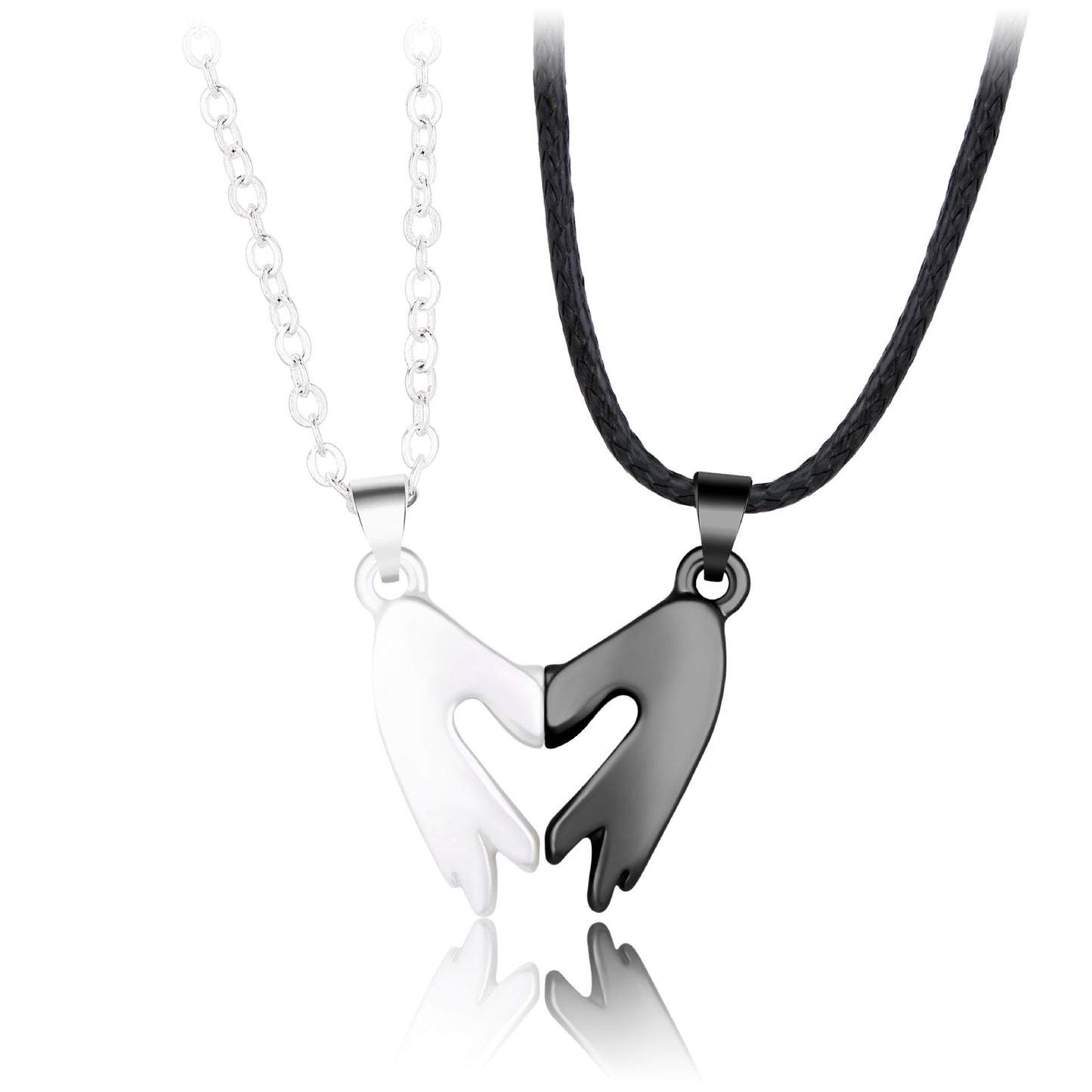 Love Gesture Magnetic Couple Necklace – Matching Hands Pendant Set
