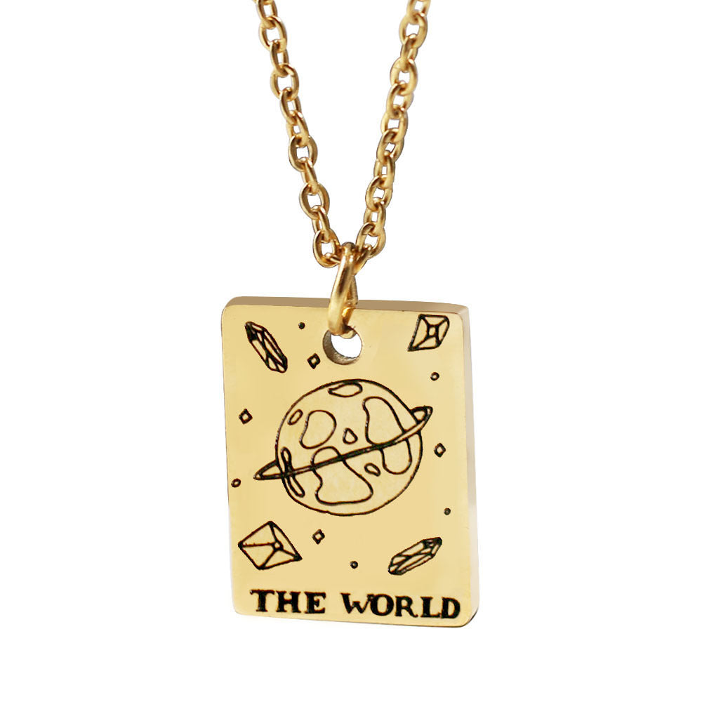 Stainless Steel Square Brand Tarot  Pendant Pendant Necklace