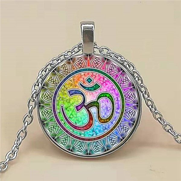 Lotus Chakra Pendant – Alloy and Glass Necklace for Wellness & Balance