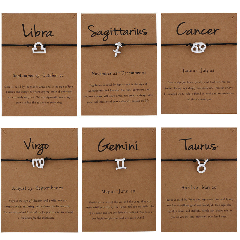 12 Constellation Zodiac Sign Rope Bracelet – Adjustable Astrology Couple Bracelets