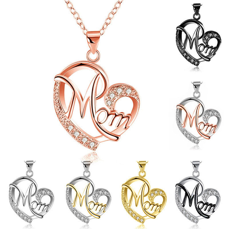 Mother's Day Gift - Women's Heart Shaped with Diamonds Necklaces for Mom