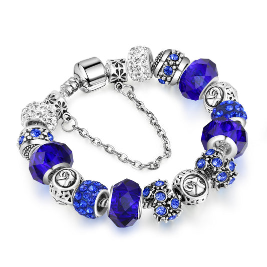 12 Constellation Crystal Glass Alloy Big Bead Bracelet – Celestial Zodiac Charm Jewelry