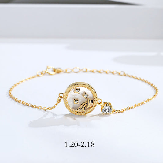 S925 Sterling Silver Twelve Constellation Bracelet – Elegant Zodiac-Inspired Jewelry