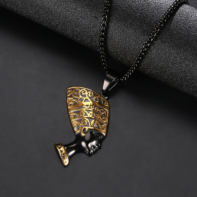 Fashionable Titanium Steel Cleopatra Pendant Necklace – Bold and Timeless Elegance