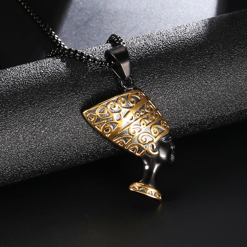 Fashionable Titanium Steel Cleopatra Pendant Necklace – Bold and Timeless Elegance