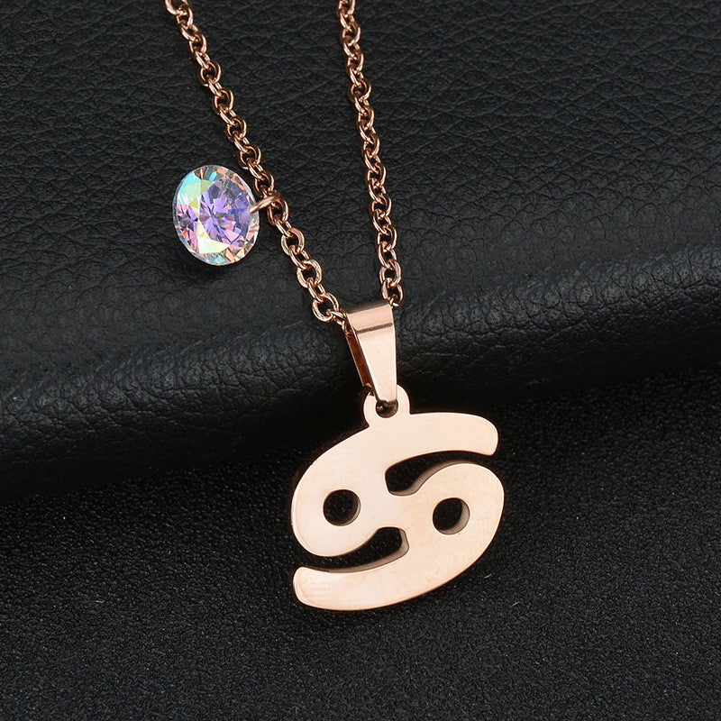 Twelve Constellations Horoscope Sign Pendant with Birthstone – Personalized Zodiac Jewelry