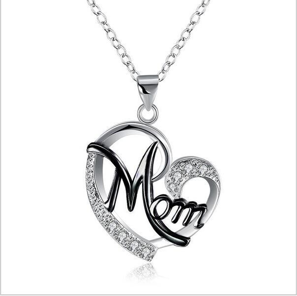 Mother's Day Gift - Women's Heart Shaped with Diamonds Necklaces for Mom