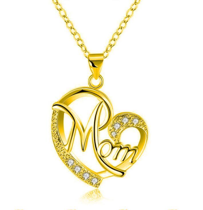 Mother's Day Gift - Women's Heart Shaped with Diamonds Necklaces for Mom