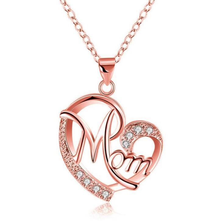 Mother's Day Gift - Women's Heart Shaped with Diamonds Necklaces for Mom