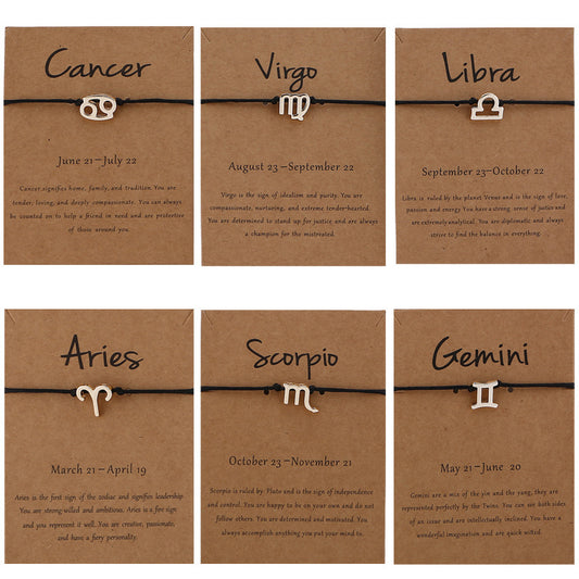 12 Constellation Zodiac Sign Rope Bracelet – Adjustable Astrology Couple Bracelets