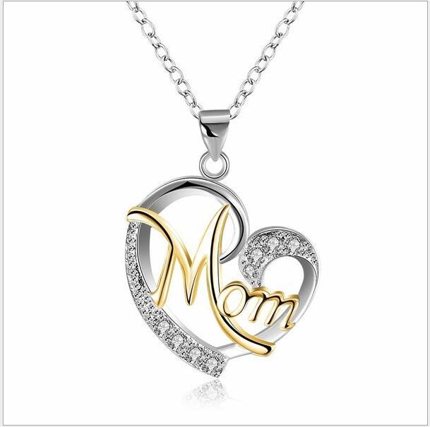 Mother's Day Gift - Women's Heart Shaped with Diamonds Necklaces for Mom