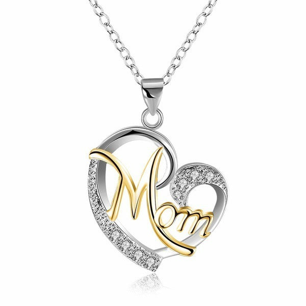 Mother's Day Gift - Women's Heart Shaped with Diamonds Necklaces for Mom