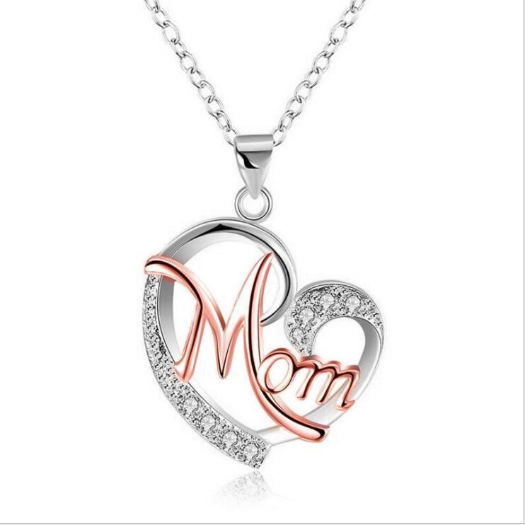 Mother's Day Gift - Women's Heart Shaped with Diamonds Necklaces for Mom