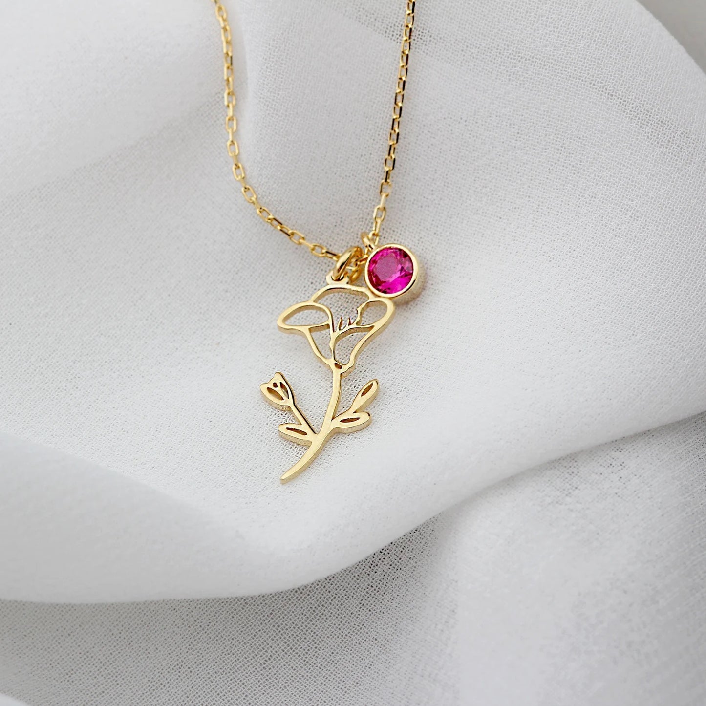 Personalized Birth Flower and Birthstone Necklace – Meaningful Gift for Every Month