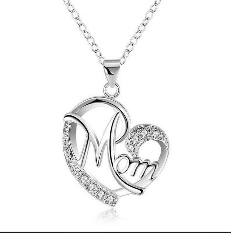 Mother's Day Gift - Women's Heart Shaped with Diamonds Necklaces for Mom