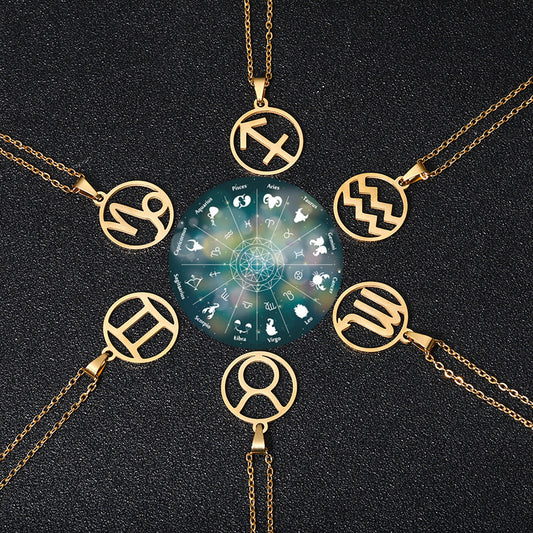 12 Constellation Stainless Steel Necklace – Astrology-Inspired Zodiac Accessories
