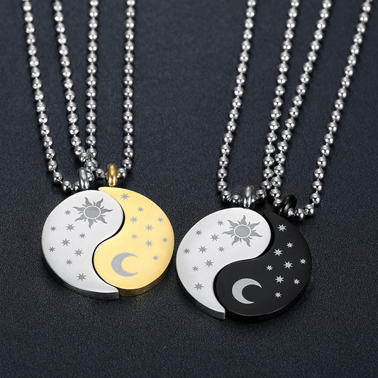 Sun and Moon Yin-Yang Couple Pendant Necklace – Symbolic Matching Jewelry