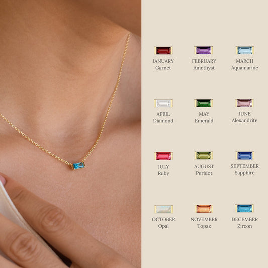 Birthstone Zircon Stainless Steel Necklace and Bracelet Set – Elegant Personalized Jewelry