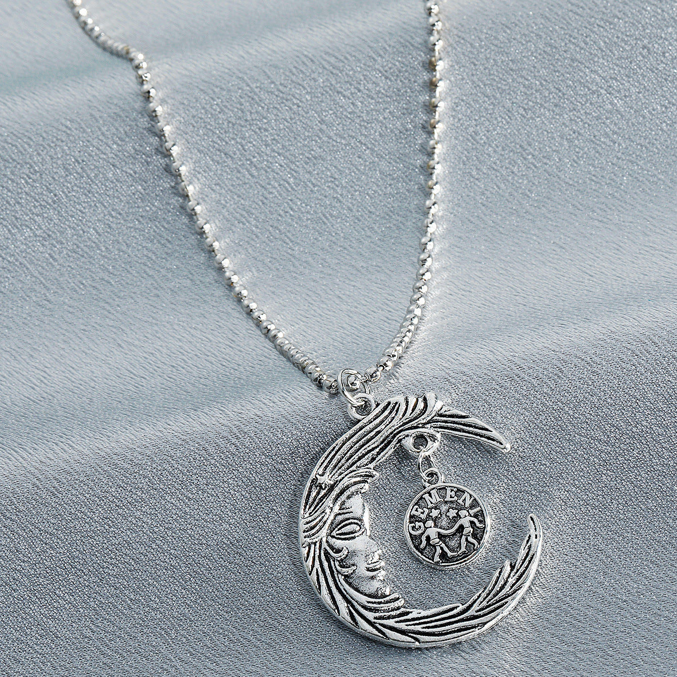Twelve Constellation Pendant Necklace – Simple Alloy Hollow Moon Design